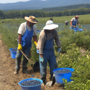 Erntehelfer für die Blaubeerfelder