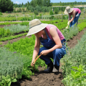 Landwirtschaftliche Helfer für den Kräuteranbau im Sommer