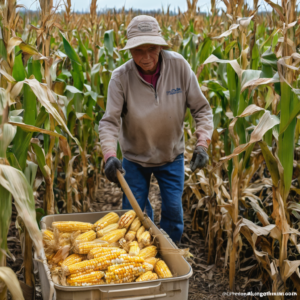 Landwirtschaftliche Helfer für die Maisernte