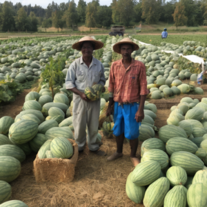 Landwirtschaftliche Helfer für die Melonenernte