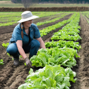 Landwirtschaftliche Helfer für die Salaternte im Frühjahr