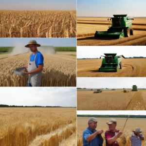 Landwirtschaftliche Helfer für die Weizenernte