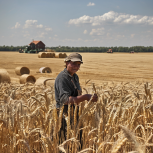 Landwirtschaftliche Helfer für die Weizenernte