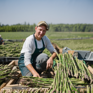 Landwirtschaftliche Helfer für die Spargelsaison