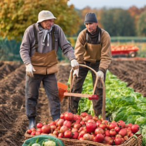 Saisonarbeiter für die Gemüseernte im Herbst